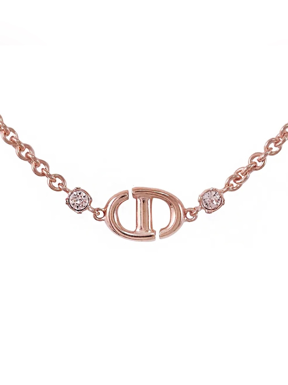 Christian Dior CD Rose Gold Bracelet Crystal Rhinestone Designer Jewelry